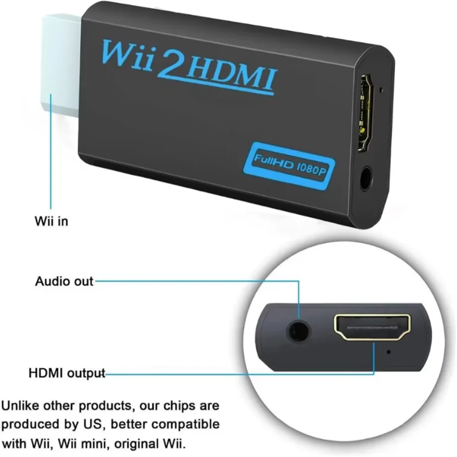 Wii To HDMI-Compatible Converter 1080P Full HD Adapter Connector 3.5mm Video Audio for PC HDTV Monitor Wii2HDMI-Compatible thumbnail 4