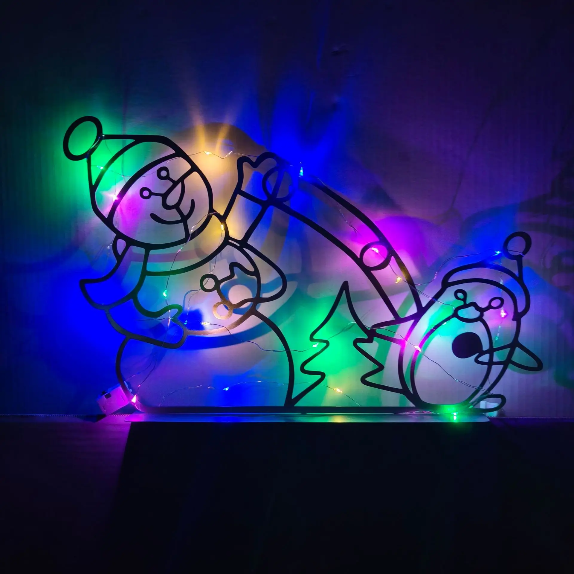 Animated Snowball Light LED Glowing Glitter Snowman Christmas Decor for Home Outdoor Garden Yard Xmas Ornament thumbnail 4