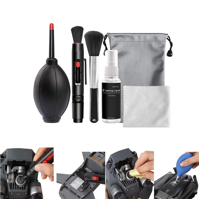 6in1 Drone Cleaning Kit Cloth Brush Air Blow Lens Gimbal Dust Removal Tool for DJI Mini 3 4pro Mavic 3 4pro Air 2  AVATA 2 Neo