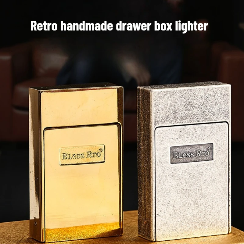 Retro Classic Grinding Wheel Lighter Vintage Open Flame Metal Oil Lighter Smoking Accessories Men's Gadgets Collect thumbnail 3