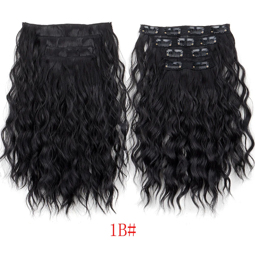 4-piece clip hair water ripple synthetic wig hair extension short curl water ripple clip hair thumbnail 4