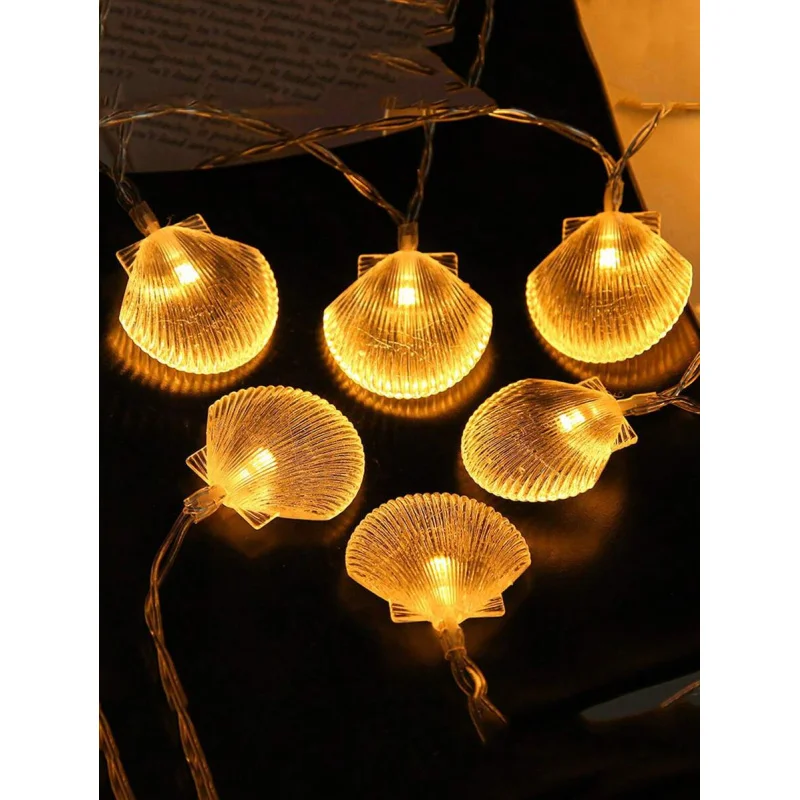 LED Seashell String Light Wall Decoration, Home Room Decor Light Camping Atmosphere Light Bedroom & Party Decoration Home Decor thumbnail 3