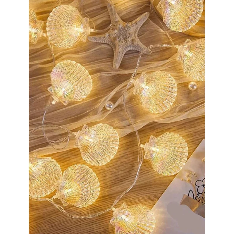 LED Seashell String Light Wall Decoration, Home Room Decor Light Camping Atmosphere Light Bedroom & Party Decoration Home Decor thumbnail 2