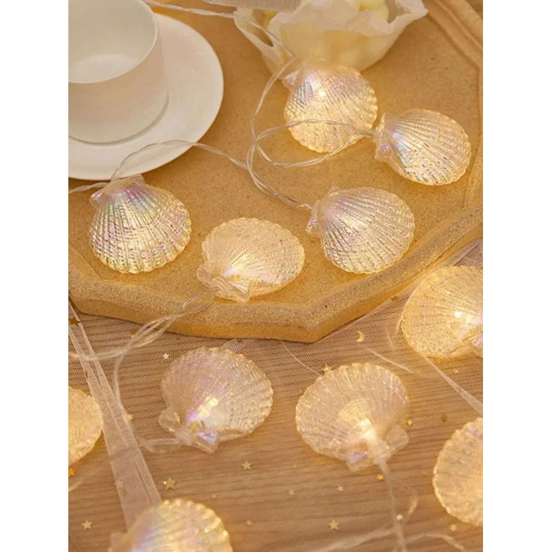 LED Seashell String Light Wall Decoration, Home Room Decor Light Camping Atmosphere Light Bedroom & Party Decoration Home Decor thumbnail 4