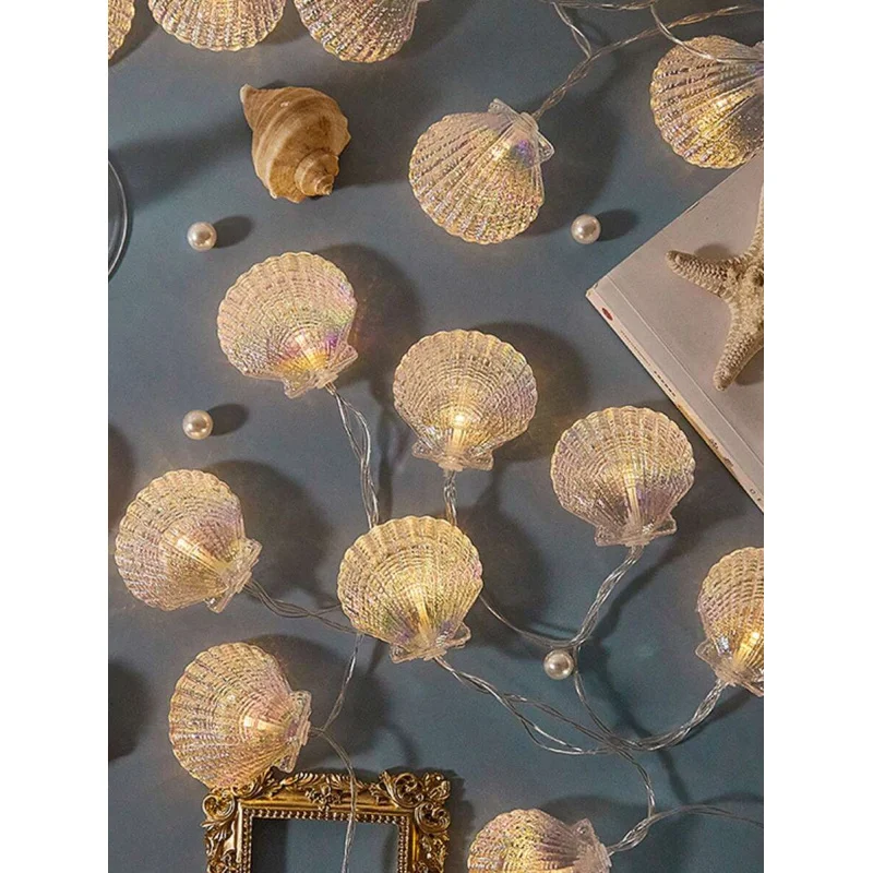 LED Seashell String Light Wall Decoration, Home Room Decor Light Camping Atmosphere Light Bedroom & Party Decoration Home Decor thumbnail 5
