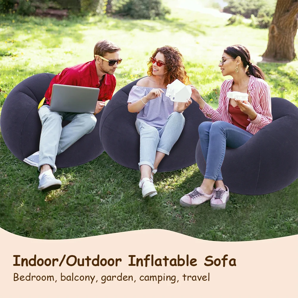 Lazy Inflatable Sofa Portable Foldable Pvc Flocking Single-Person Inflatable Sofa Lounger Seat for Outdoor Camping thumbnail 3