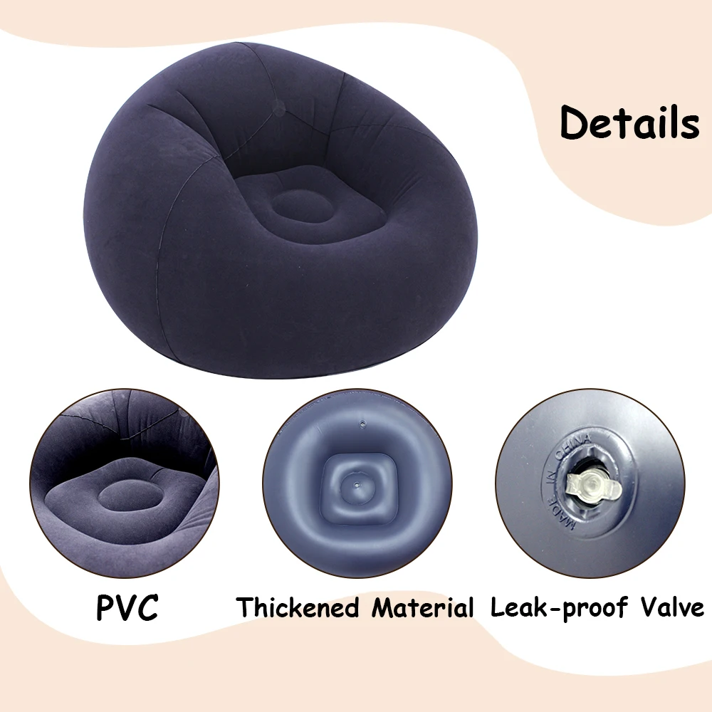 Lazy Inflatable Sofa Portable Foldable Pvc Flocking Single-Person Inflatable Sofa Lounger Seat for Outdoor Camping thumbnail 6