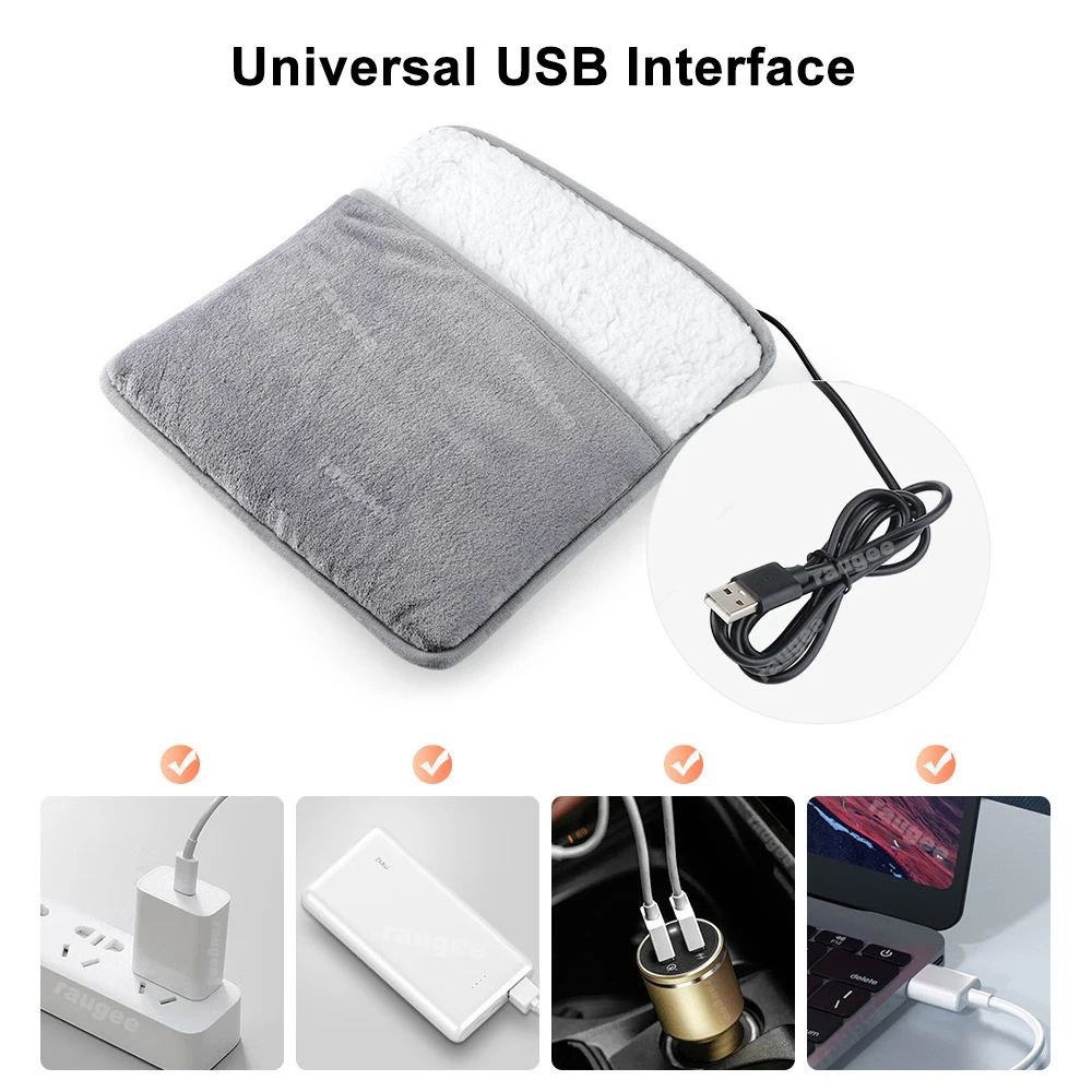 Electric Foot Heater USB Foot Heating Pad Portable Foot Warmer Heater Soft Wearable Foots Warmer Mat Home Office USB Foot Heater thumbnail 4