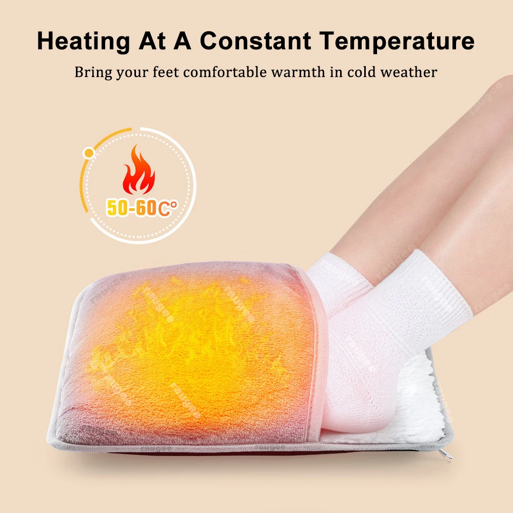 Electric Foot Heater USB Foot Heating Pad Portable Foot Warmer Heater Soft Wearable Foots Warmer Mat Home Office USB Foot Heater thumbnail 2