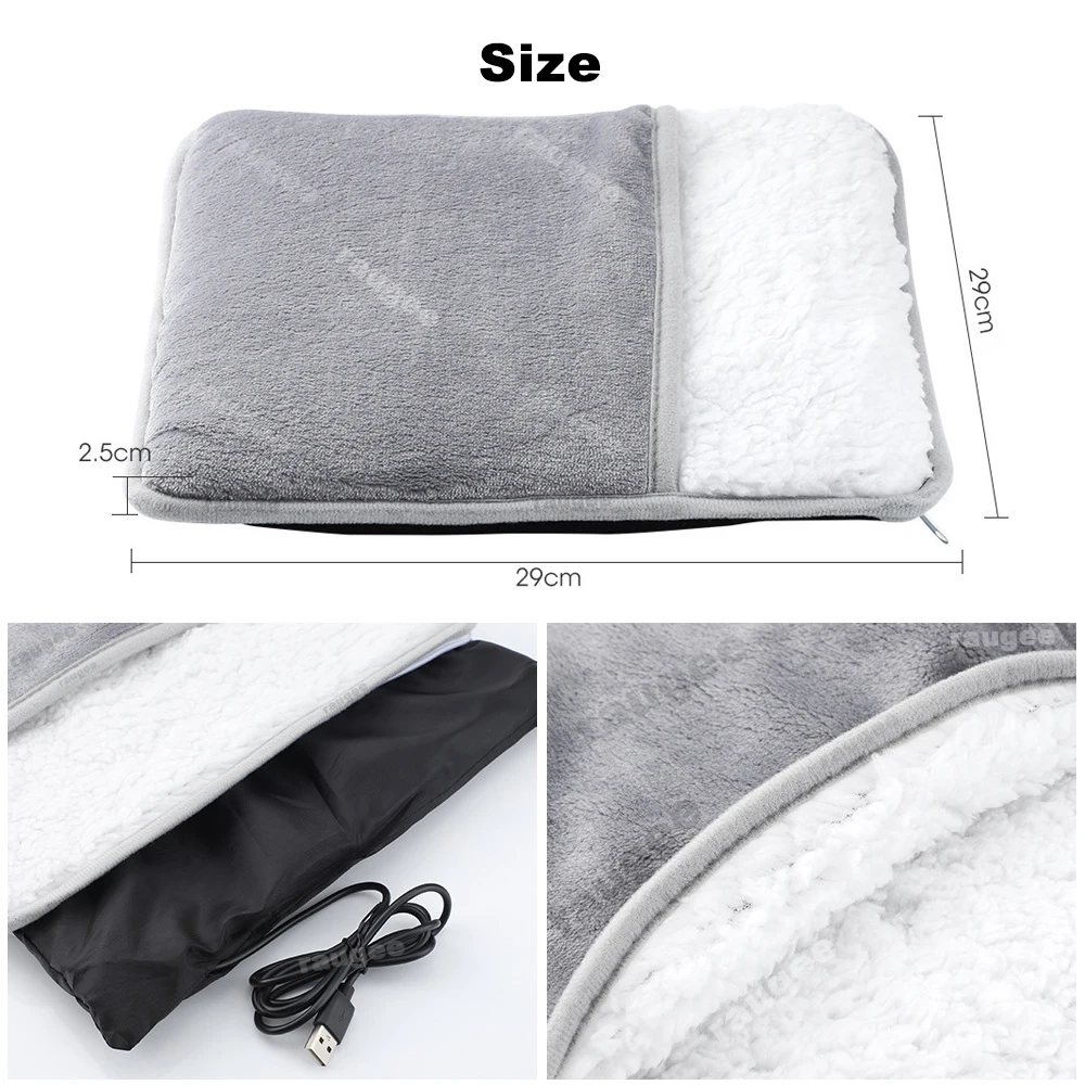 Electric Foot Heater USB Foot Heating Pad Portable Foot Warmer Heater Soft Wearable Foots Warmer Mat Home Office USB Foot Heater thumbnail 6