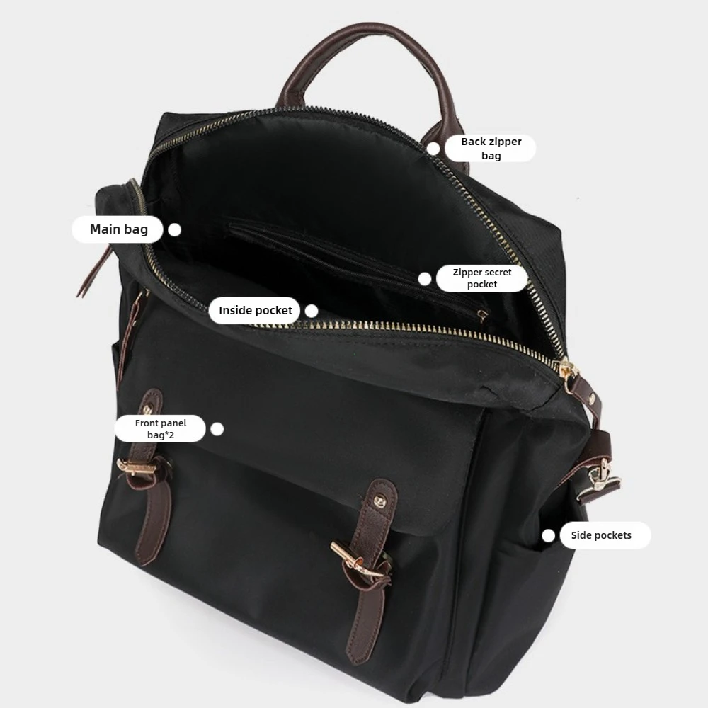 Fashion Rucksack Women Shoulder Bag High Quality Waterproof Nylon Back Pack Purse Large Capacity Backpack for College Students thumbnail 5