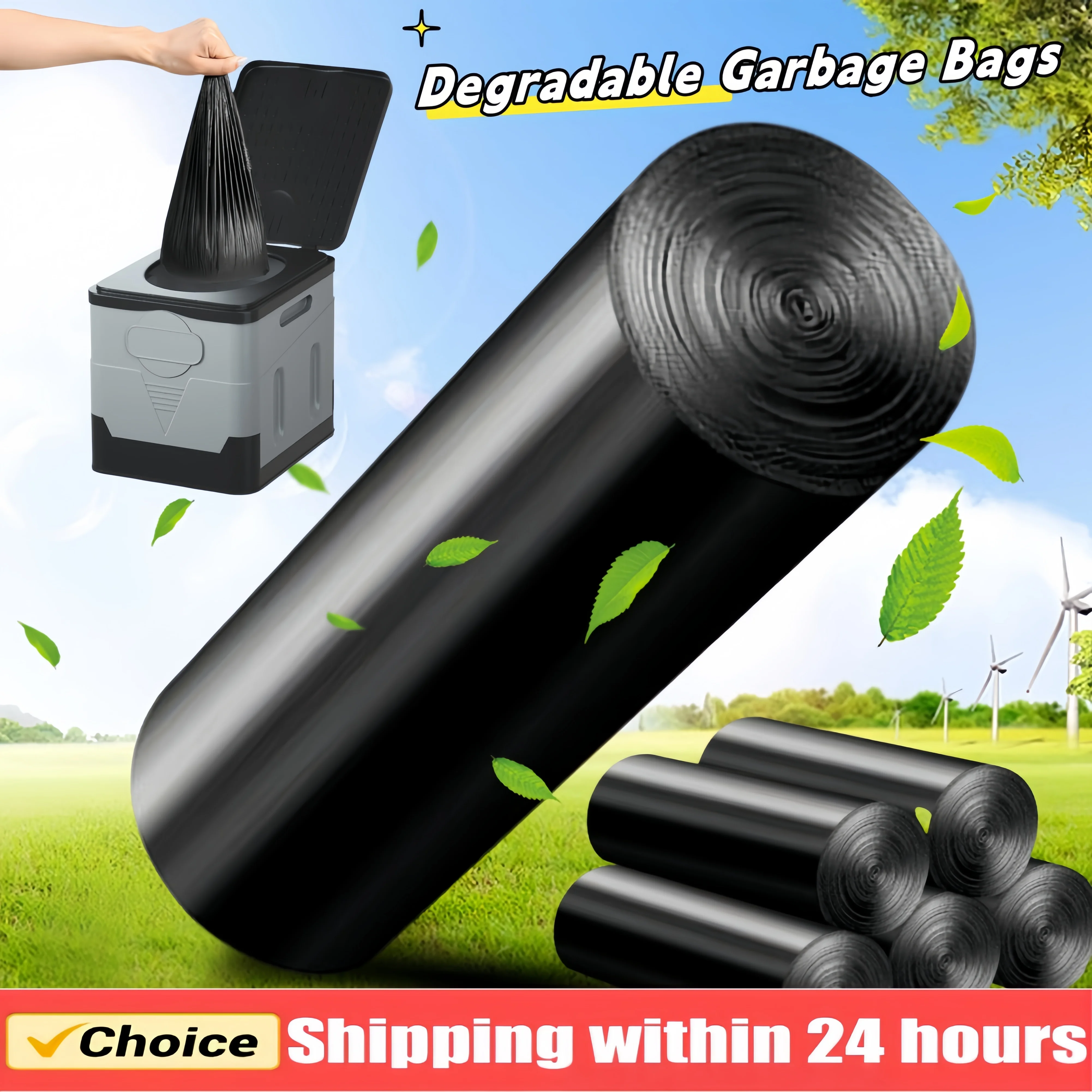 1-8 Roll Portable Toilet Car Toilet Bucket Trash Can Travel Outdoor Camp Folding Toilet for Tour Emergency Self-driving for Adul thumbnail 2
