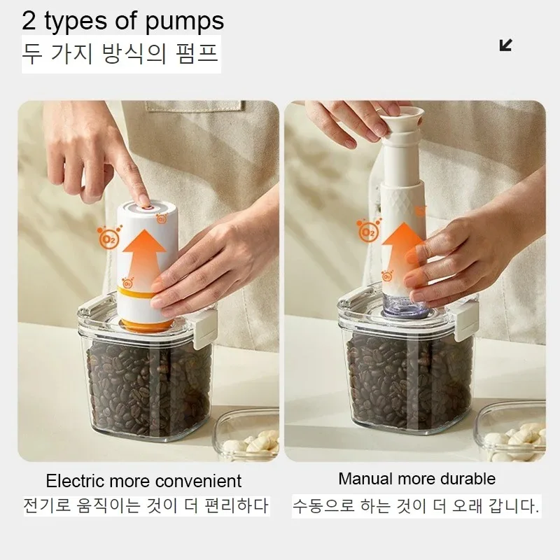 Plastic Vacuum Sealed Tank Electric Coffee Vacuum Container Kitchen Food Grains Candy Storage Box Fresh-keeping Tea Canister thumbnail 4