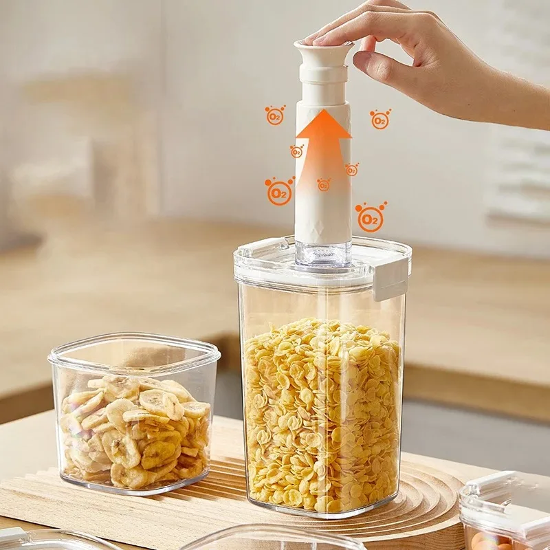 Plastic Vacuum Sealed Tank Electric Coffee Vacuum Container Kitchen Food Grains Candy Storage Box Fresh-keeping Tea Canister thumbnail 2