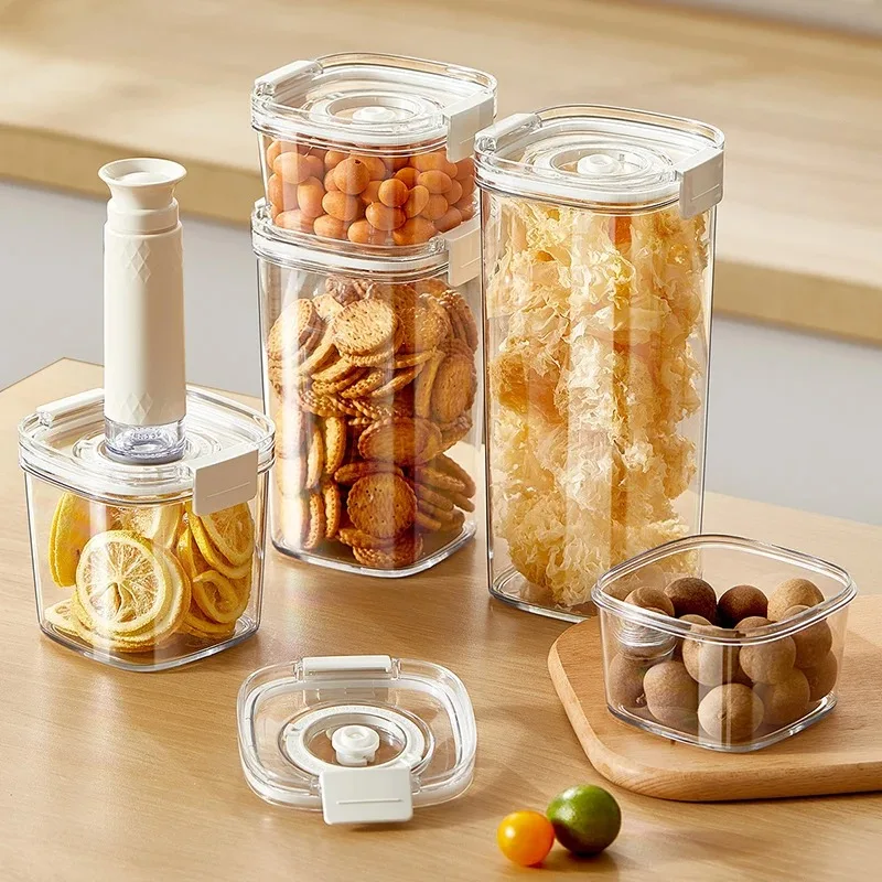 Plastic Vacuum Sealed Tank Electric Coffee Vacuum Container Kitchen Food Grains Candy Storage Box Fresh-keeping Tea Canister thumbnail 3