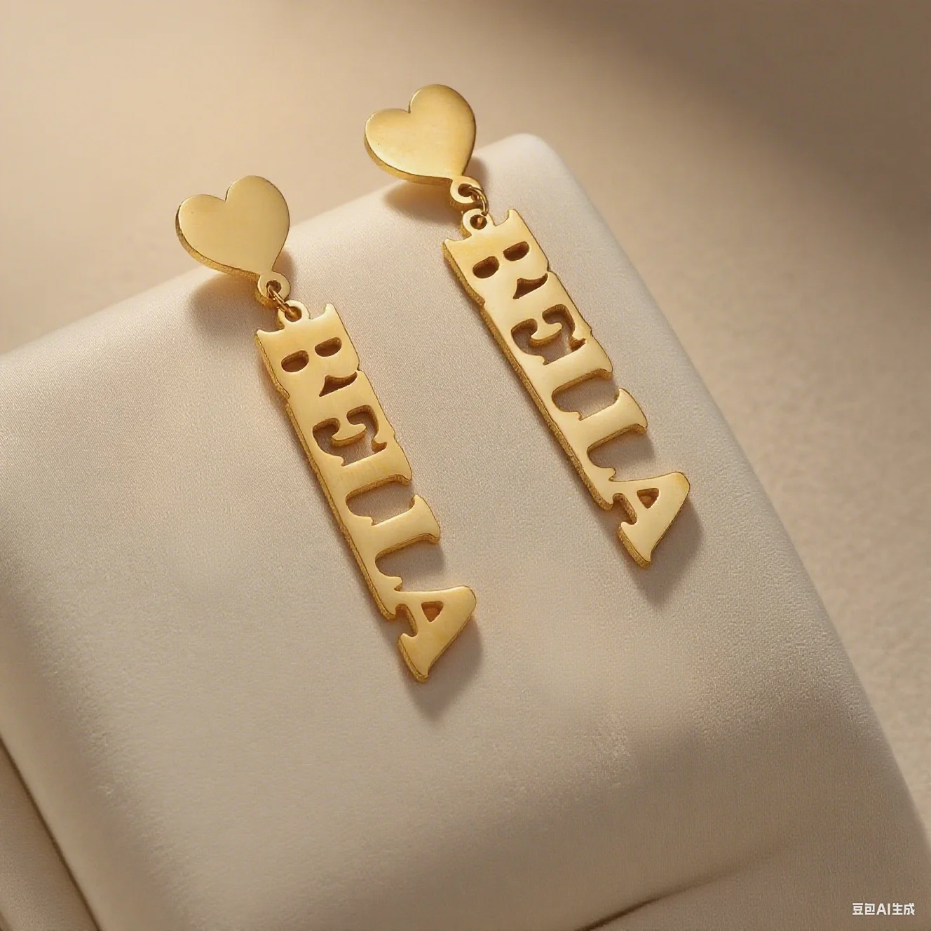 Custom Name Earrings For Women Gold Color Stainless Steel Heart Name Stud Earring Handmade Christmas Jewelry Gifts thumbnail 4