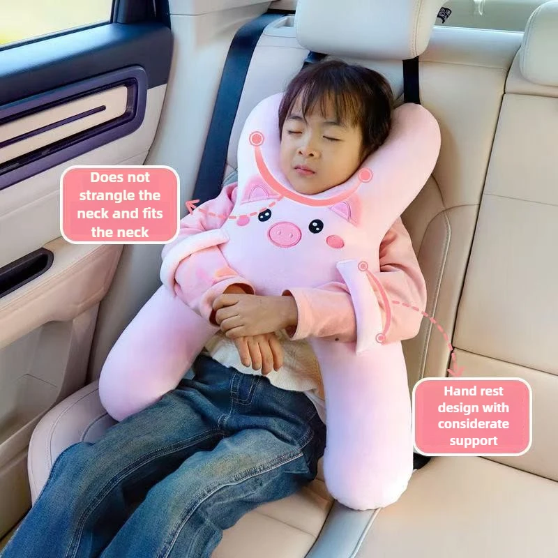 Car Neck Pillow with Seat Belt Safety Sleep Kids Aid Prevent Leaning Head Back Seat Sleeping Comfort During Long Distance Travel thumbnail 3