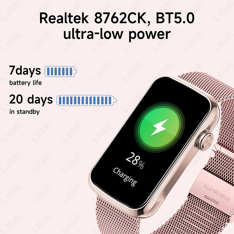 LIGE 1.47'' Smart Watch Women Men Smart Bracelet Heart Rate Step Count Sport Fitness Health Monitor Waterproof Smartwatch Ladies thumbnail 5
