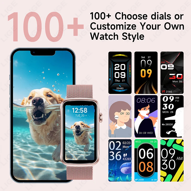 LIGE 1.47'' Smart Watch Women Men Smart Bracelet Heart Rate Step Count Sport Fitness Health Monitor Waterproof Smartwatch Ladies thumbnail 4