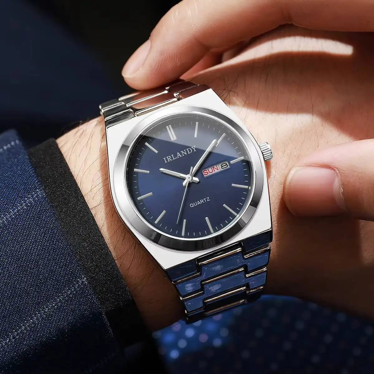 Luxury Mens Calendar Quartz Wristwatches Fashion Men Business Watches Clock Gift Reloj Hombre（Without Box） thumbnail 3