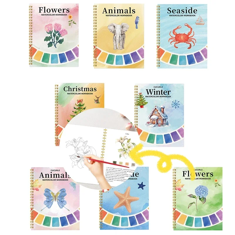 Beginner-Friendly Watercolor Painting Kit - Easy Nature Scenes Coloring Book Art Crafts Workbooks Set