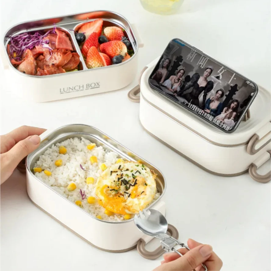 1500ml Double Layers Stainless Steel 304 Thermal Lunch Box With Insulation Bag Leak-Proof Bento Box Adult Student Food Container thumbnail 2