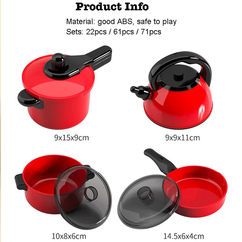 Red Kitchen Toys Kids Toys Simulation Food Cooking Girl's Boys Educational Play House Interactive Toys for Children Pretend Play thumbnail 6