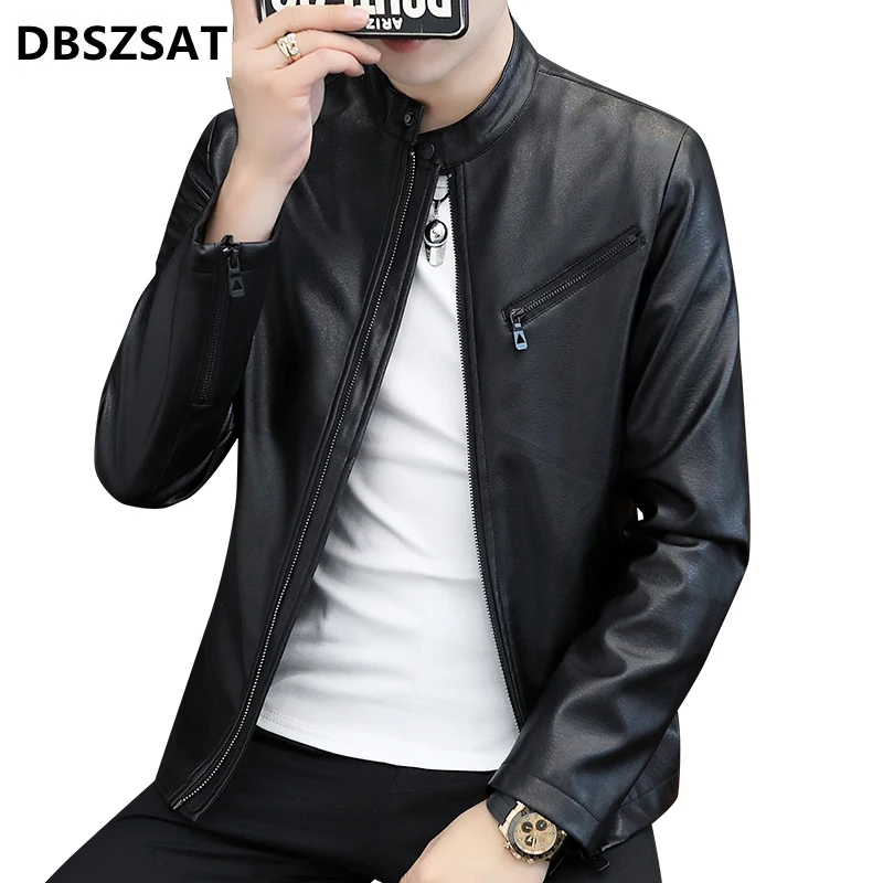 New Winter Faux Fur Collar Windproof Warm Coat Luxury Clothing Brand Chaqueta Cuero Hombre Vintage Brown Leather Jacket Men's
