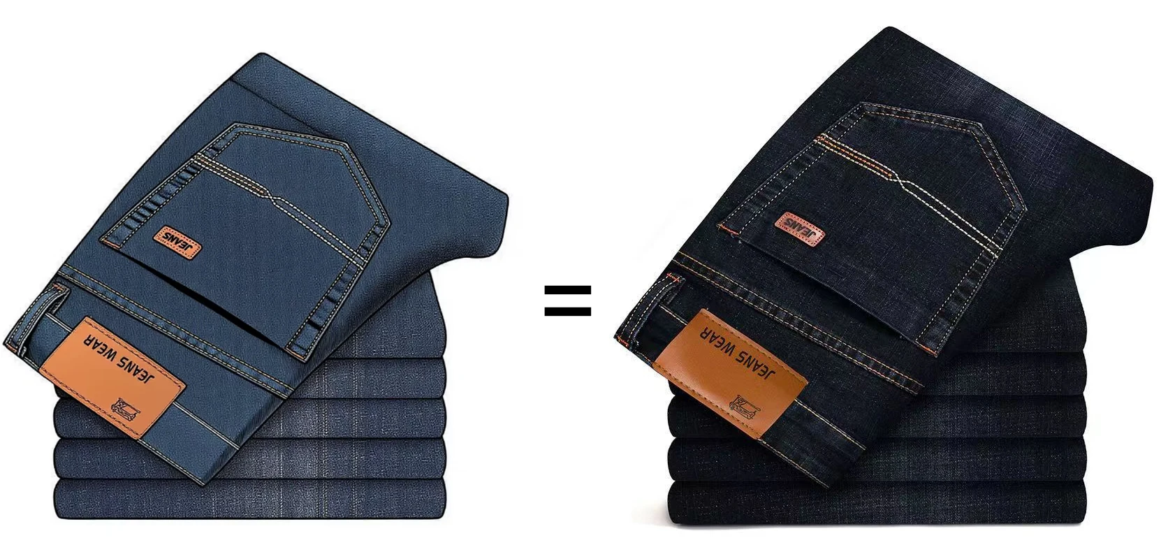 2025 men's fashion business jeans classic style casual elastic slim fit jeans men's denim pants black blue thumbnail 5