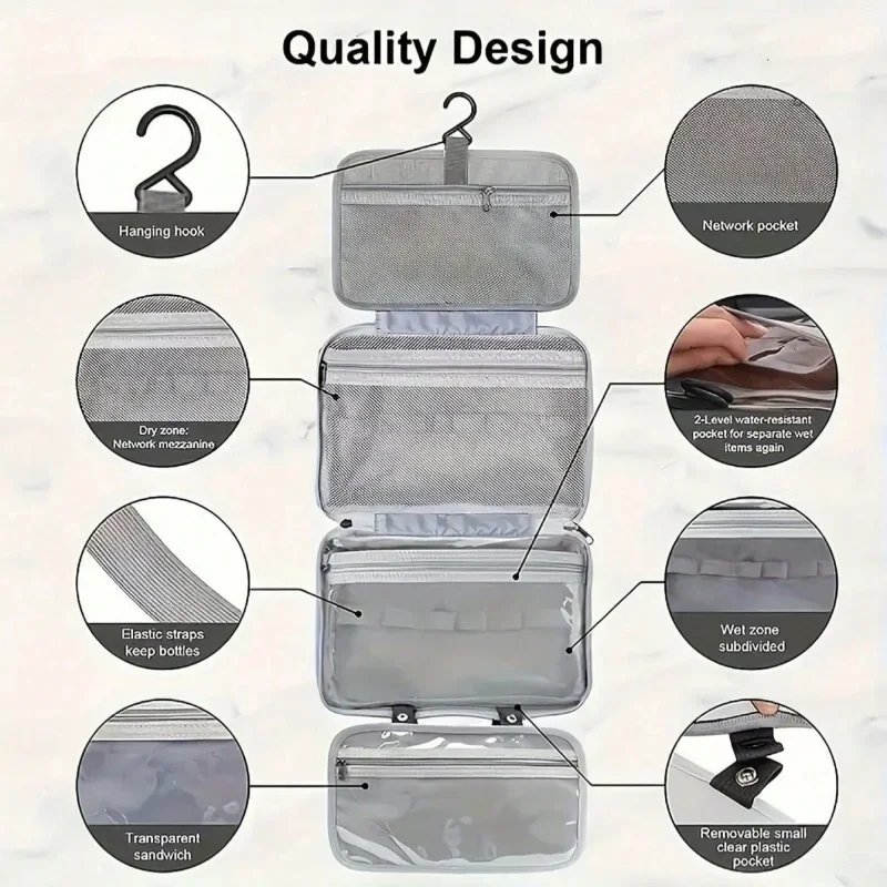 Women's travel toiletries for men-Portable hanging storage bag cosmetic bag suitable for cosmetic travel accessories essentials thumbnail 5