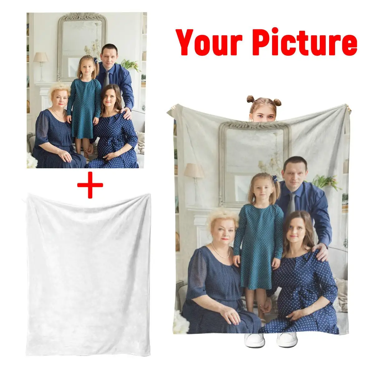 1Pc Custom Photo Blanket,Custom Flannel Blanket with Photo,Custom Picture Blanket,Custom Photo Blanket for Home,Custom Image thumbnail 2