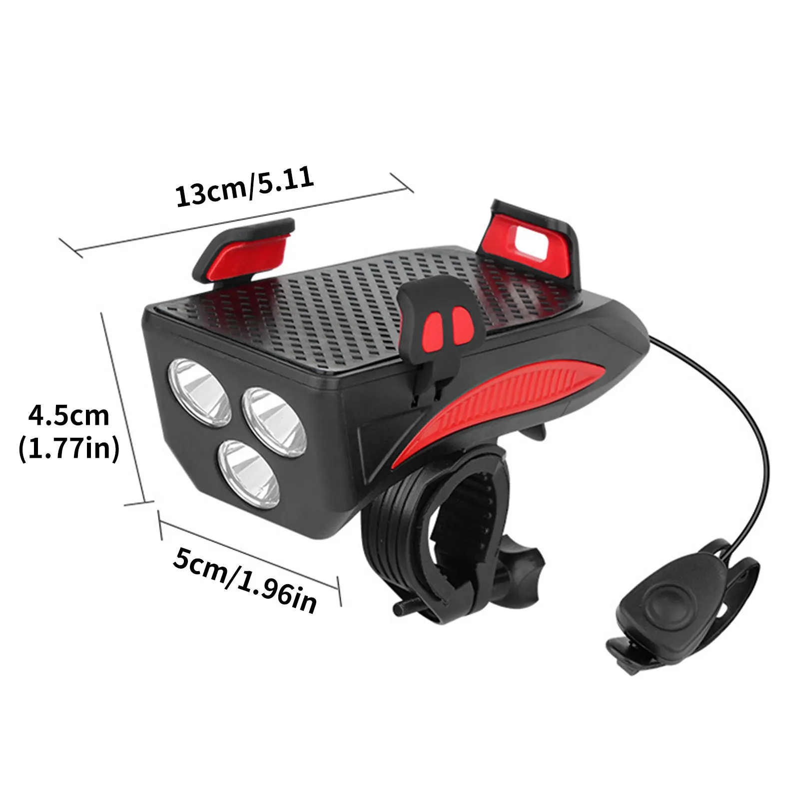4 in 1 Bike Headlight Bike Front Light Phone Holder for Cycling Bracket Bicycle Horn Waterproof Rechargeable Power Bank Function thumbnail 6
