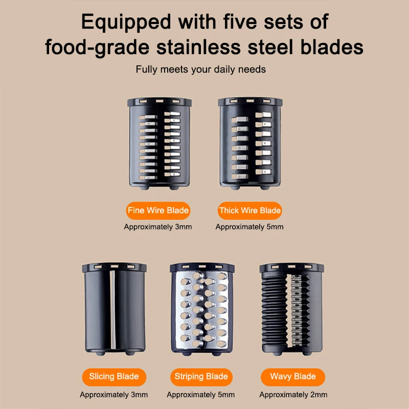 5 in 1 Food Processor Electric Vegetable Cutter Chopper Mincer Cheese Grater Automatic Potato Slicer Grinder Shredder 110V/220V thumbnail 3