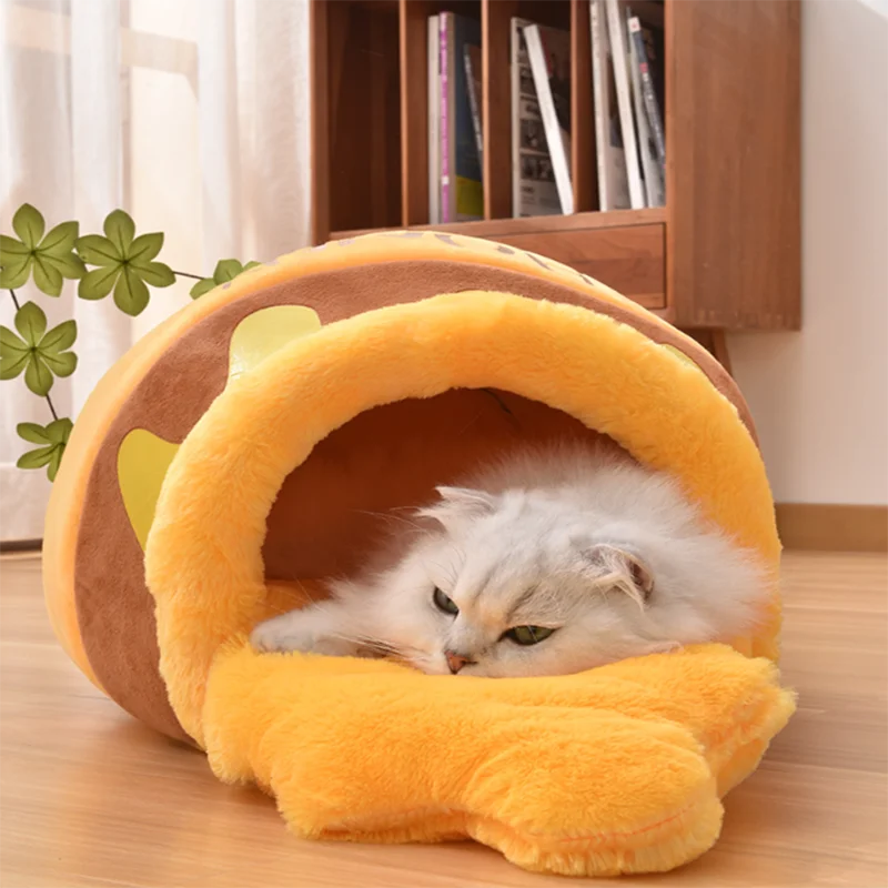 New honey jar cat nest semi-enclosed autumn and winter warm puppy nest soft, comfortable and breathable pet supplies thumbnail 3
