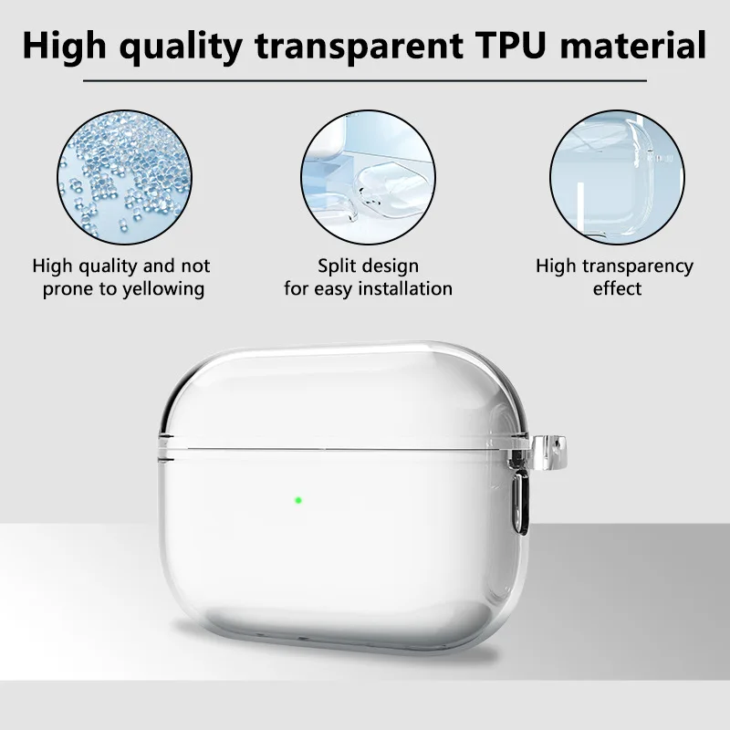 for Airpods Pro 3 Case Accessories Soft TPU Transparent Protective Shockproof Case with Cleaning Kit Keychain for Airpods Pro 3 thumbnail 3