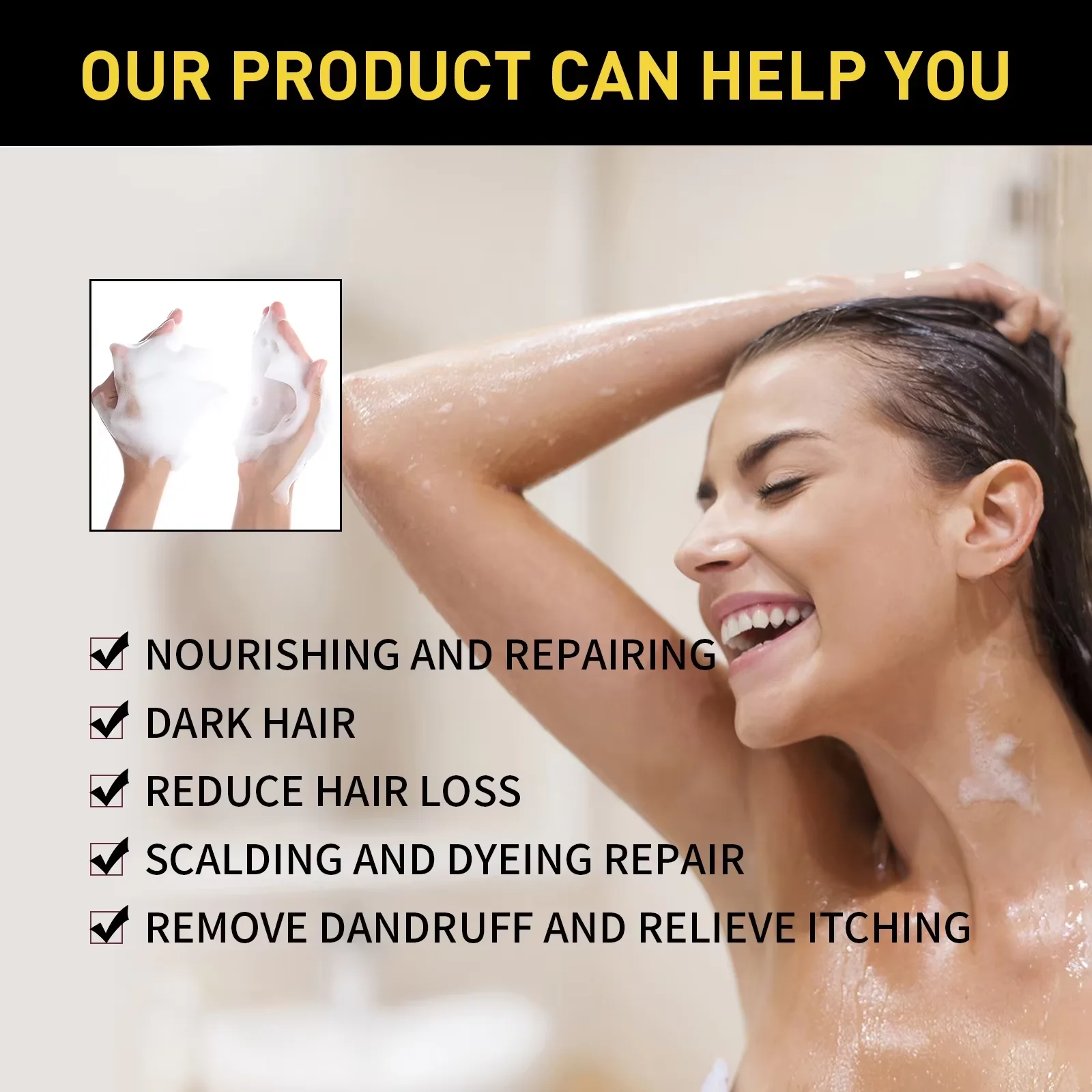 Natural Herbal Hair Dye Shampoo 3 in 1 Change Hair Color Gray Hair to Dark Brown Black Deep Nourishing Fashion Hairs Care 100ml thumbnail 4