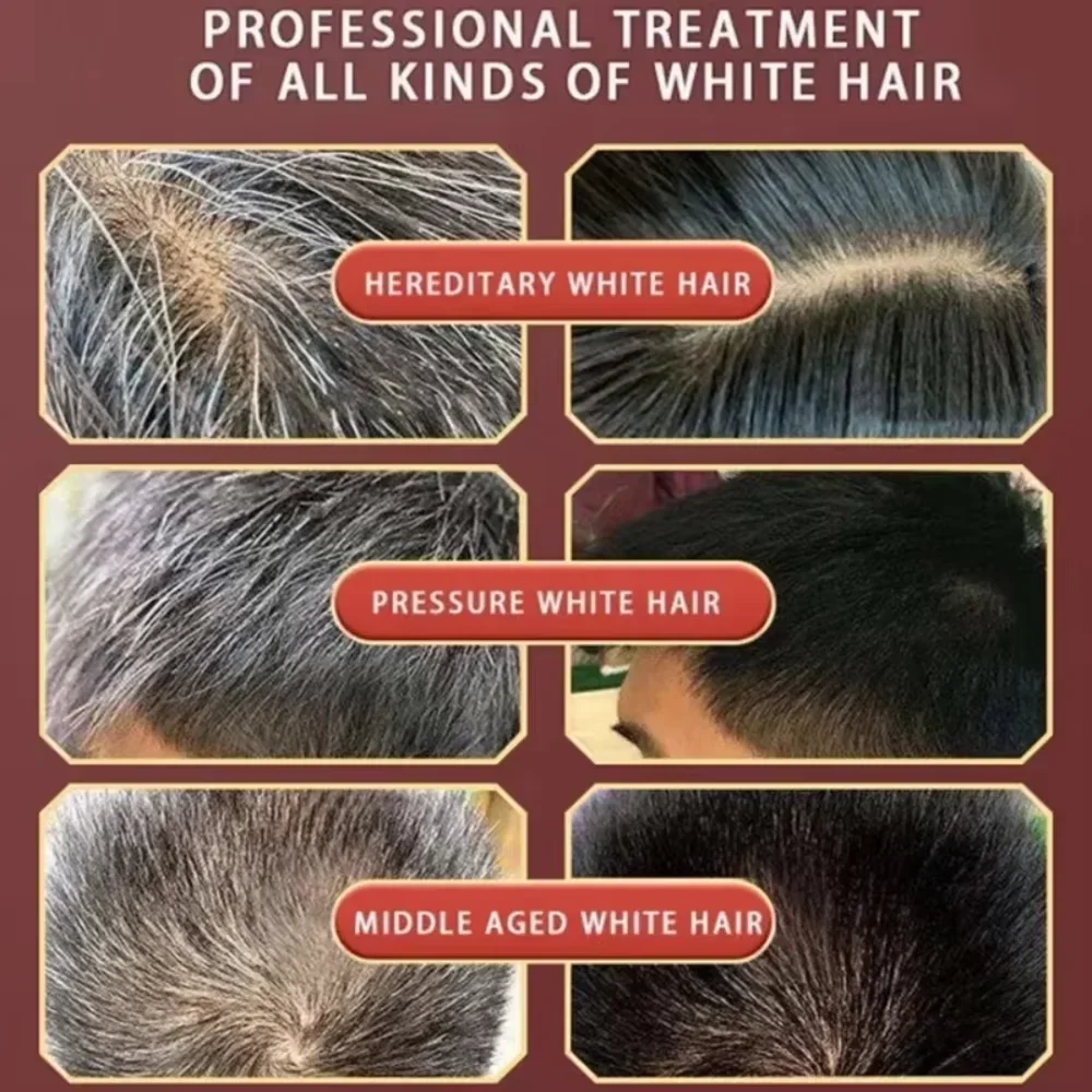 Natural Herbal Hair Dye Shampoo 3 in 1 Change Hair Color Gray Hair to Dark Brown Black Deep Nourishing Fashion Hairs Care 100ml thumbnail 2