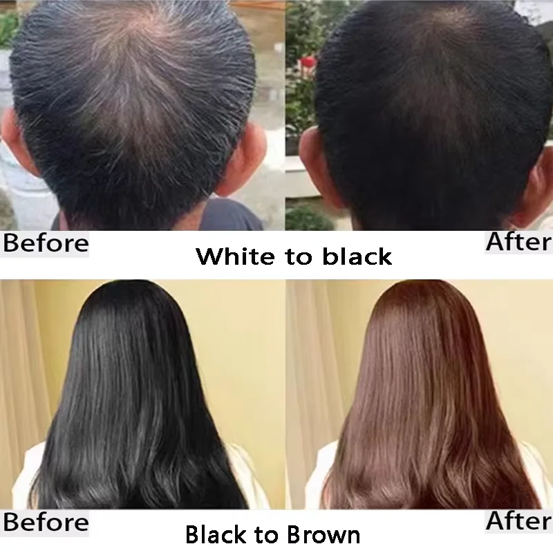 Natural Herbal Hair Dye Shampoo 3 in 1 Change Hair Color Gray Hair to Dark Brown Black Deep Nourishing Fashion Hairs Care 100ml thumbnail 3