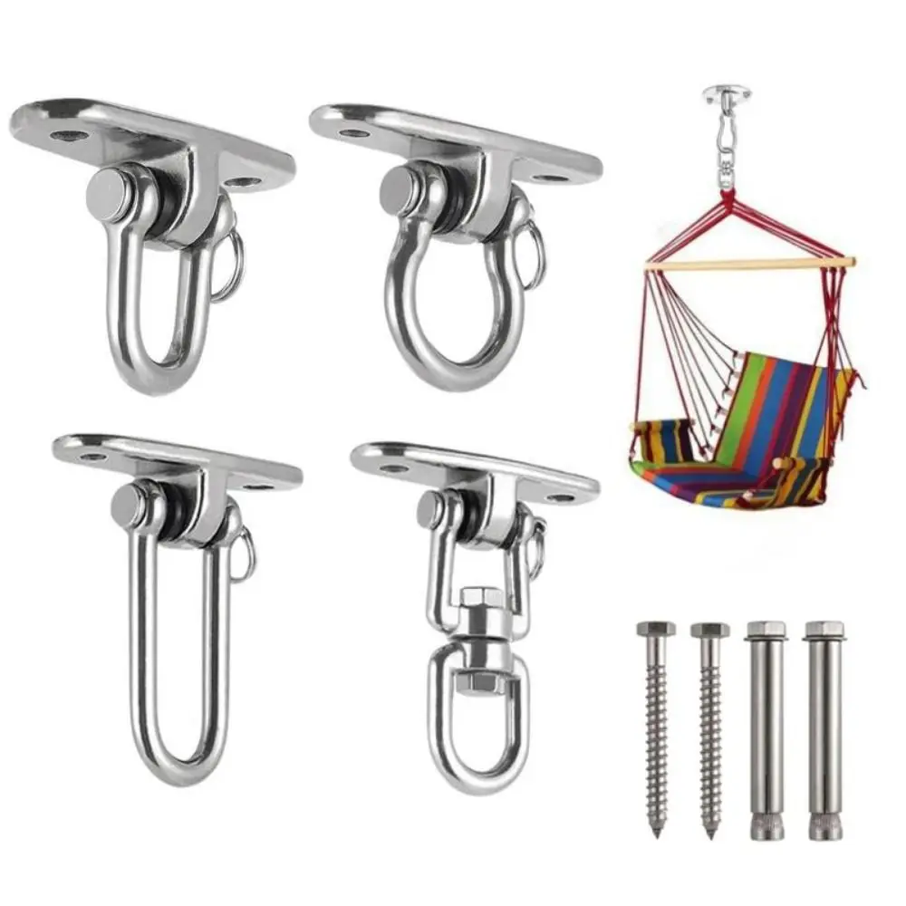 360 Rotating Swing Hangers Set 304 Stainless Steel Hanging Brackets Hammock Chair Hooks Ceiling Wall Mount Heavy Duty thumbnail 4