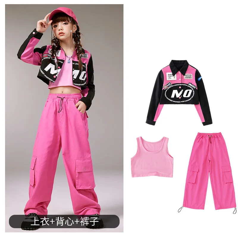 Modern K-pop Jazz Dance Costume Girls Hip Hop Performance Clothing Kids Catwalk Street Dance Clothes Fashion Stage Wear thumbnail 6