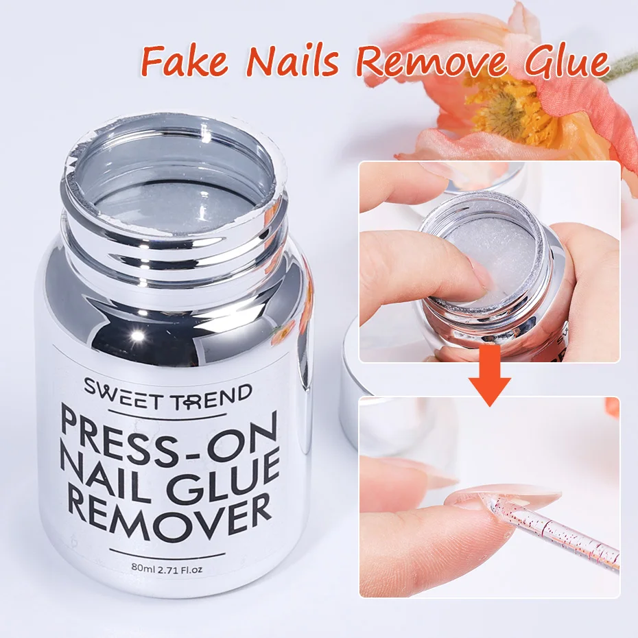 80ml Press-on Nails Sponge Remover Solution Quick Gentle No Damage Reusable Nails Gel Polish Remover Tools for False Nail Tips