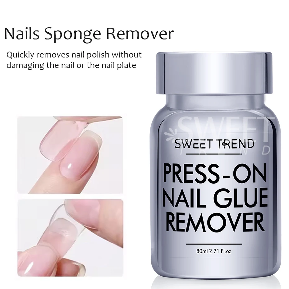 80ml Press-on Nails Sponge Remover Solution Quick Gentle No Damage Reusable Nails Gel Polish Remover Tools for False Nail Tips thumbnail 2