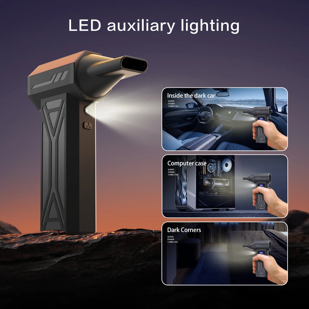 P70 High-Speed Violent Turbo Fan 4000mAh 110000RPM Handheld Portable Blower Vacuum Cleaner Dust-Off Device 4 Speed for Car Home thumbnail 4