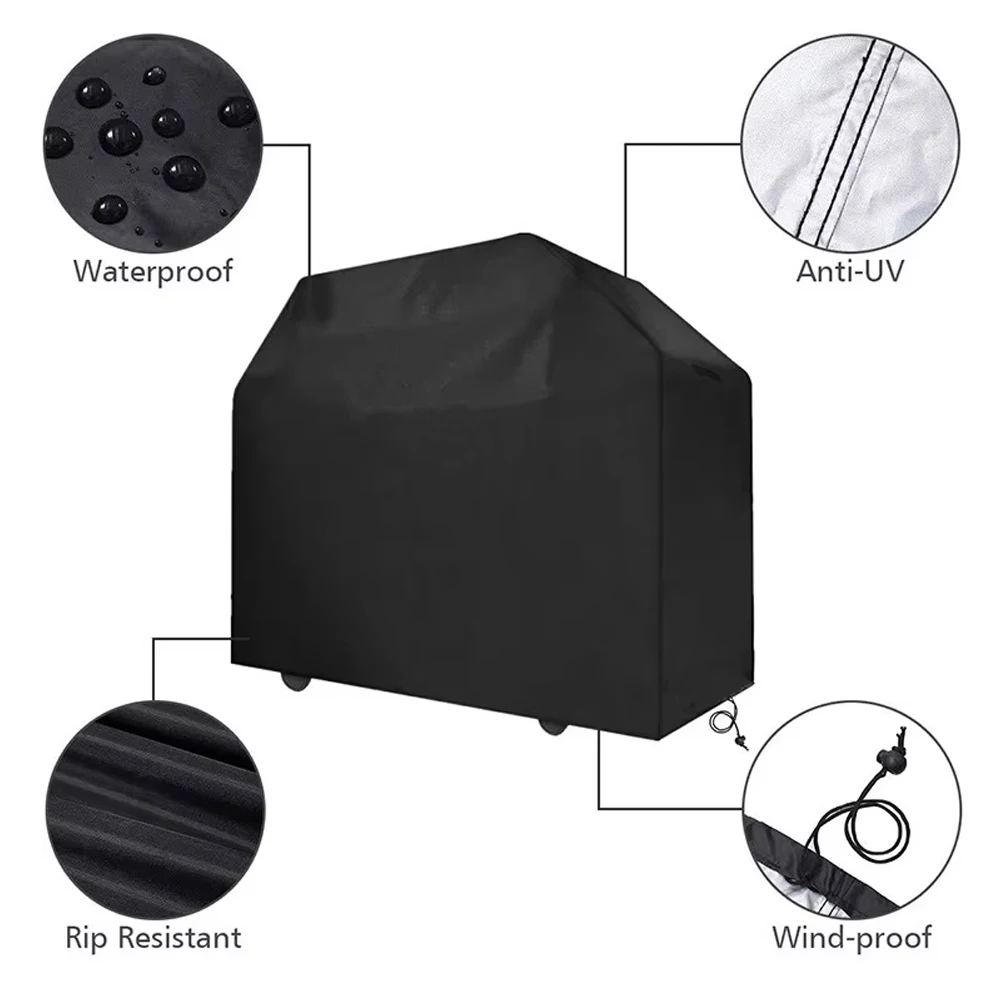 8 Size BBQ Cover Outdoor Dust Waterproof Weber Heavy Duty Grill Cover Rain Protective Outdoor Barbecue Cover Round thumbnail 5