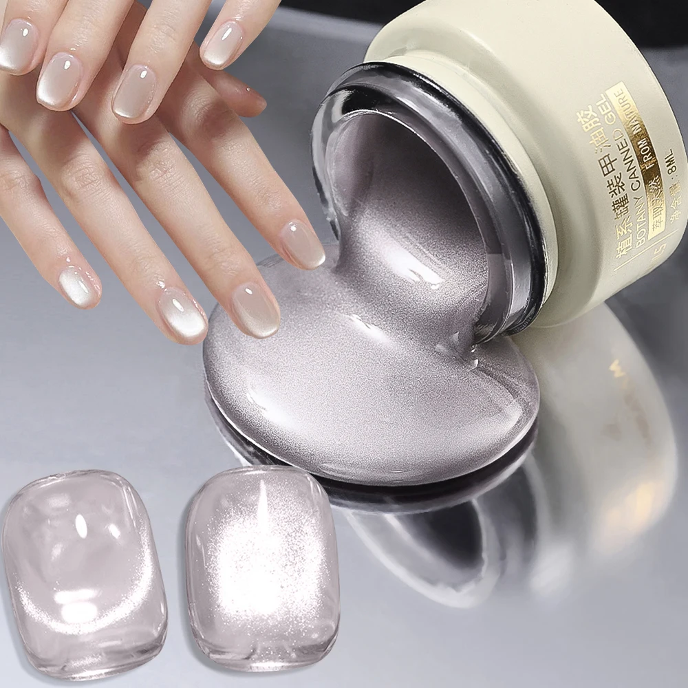 2025 Porcelain White Glass Bead Cat's Eye Nail Polish 8ml Shiny Semi Permanent Gel UV LED Soak Off Manicure Varnish Nail Supplie