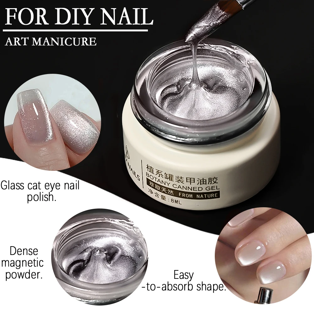 2025 Porcelain White Glass Bead Cat's Eye Nail Polish 8ml Shiny Semi Permanent Gel UV LED Soak Off Manicure Varnish Nail Supplie thumbnail 2