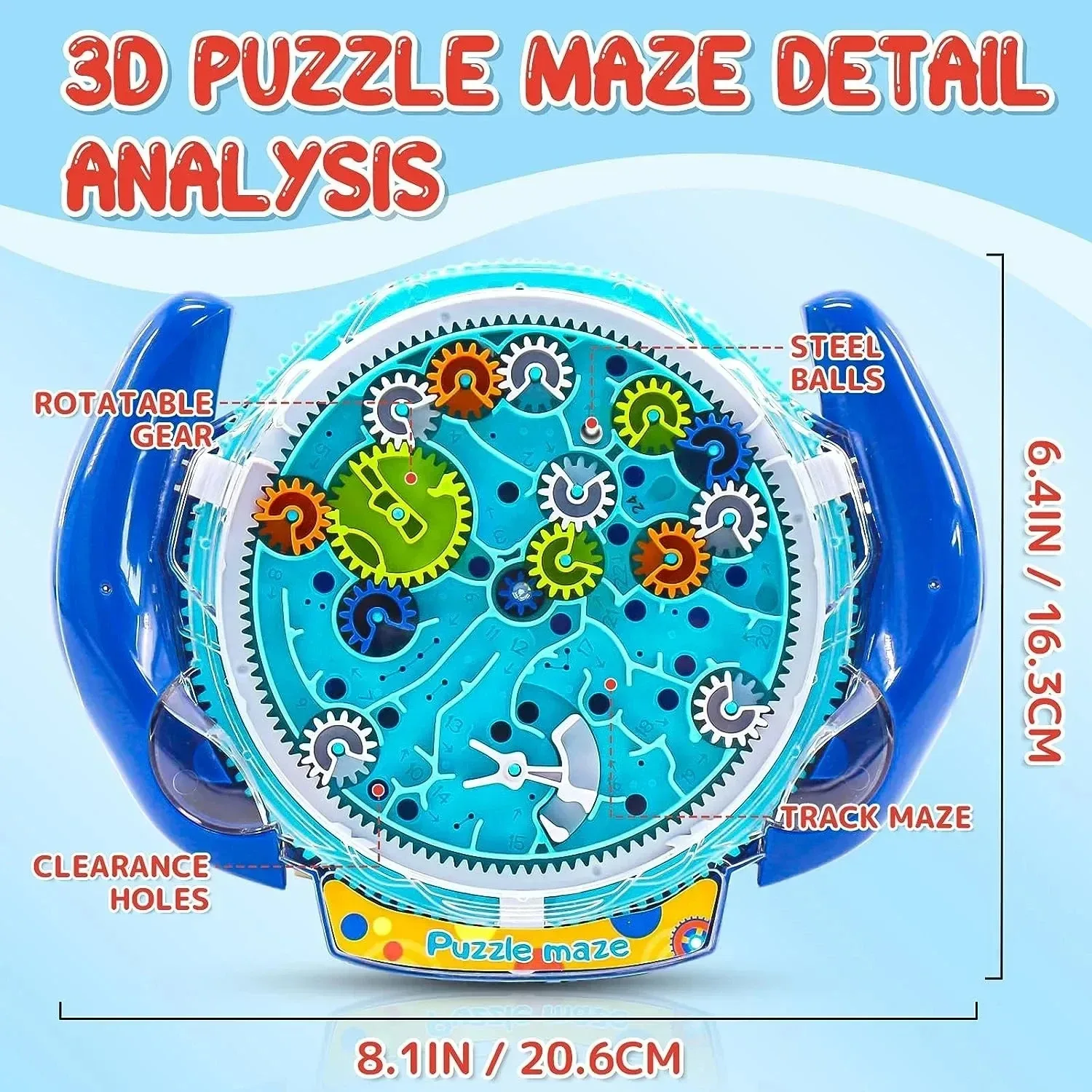 Creative 3D Puzzle Funny Gear Labyrinth Disk Gear Balance Ball Maze Wheel Dish  Puzzle Educational Toys For Kids Christmas gift thumbnail 6