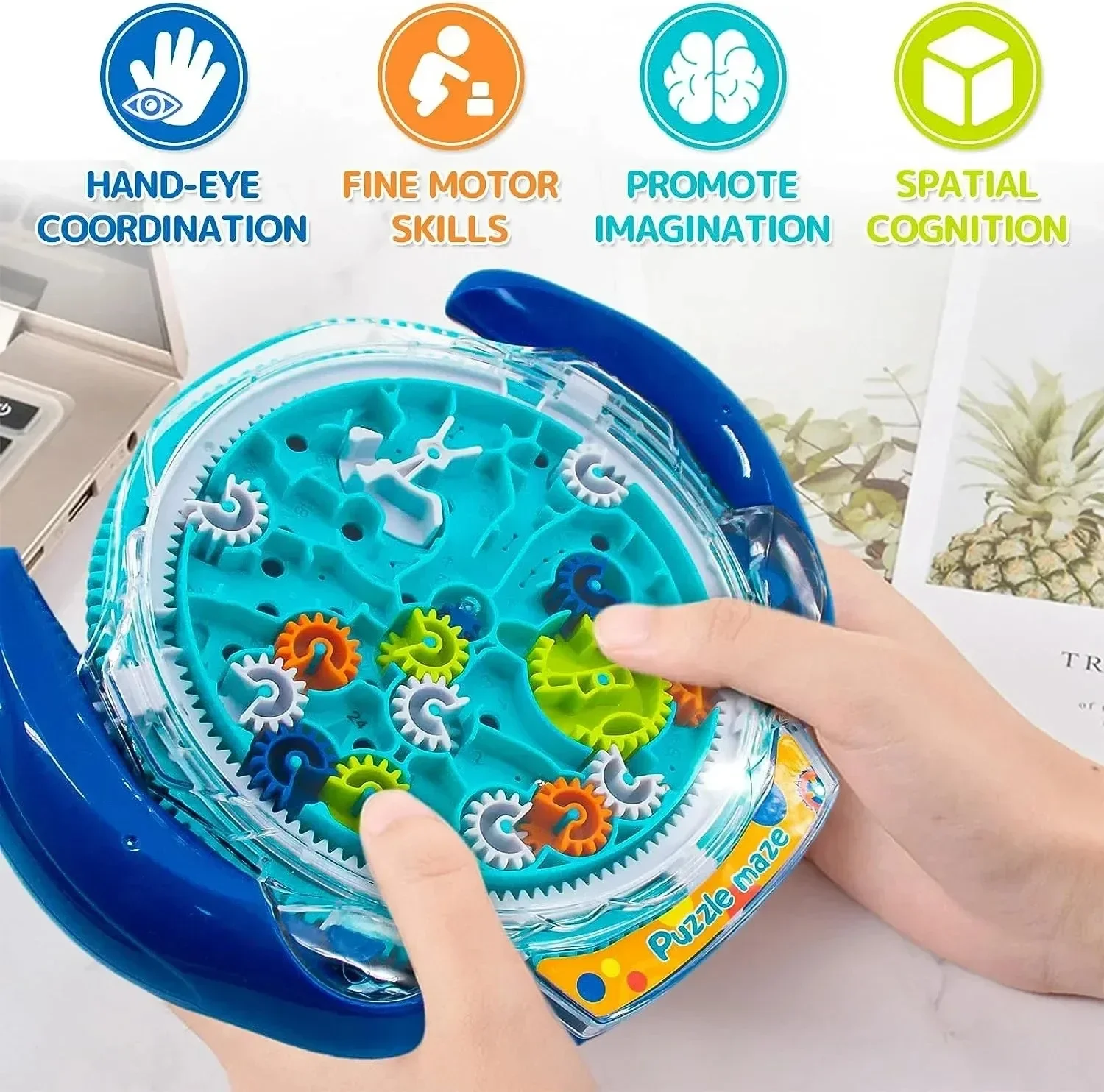 Creative 3D Puzzle Funny Gear Labyrinth Disk Gear Balance Ball Maze Wheel Dish  Puzzle Educational Toys For Kids Christmas gift thumbnail 3