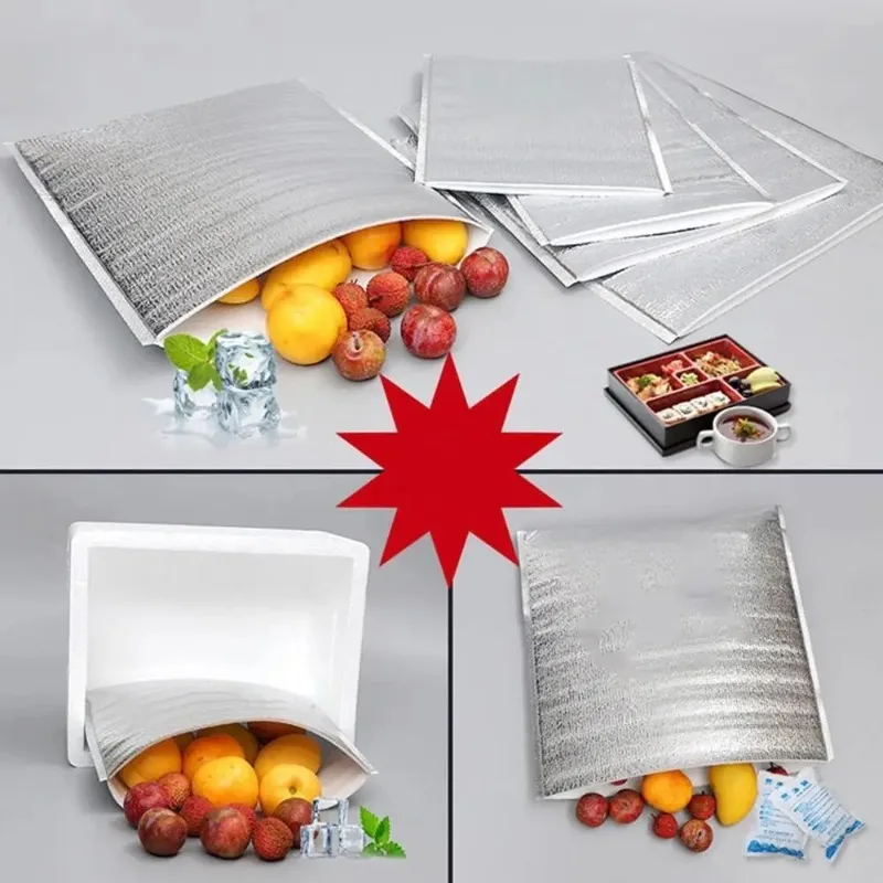 Aluminum Foil Cooler Bag Portable Food Thermal Packing Bag Insulation Folding Picnic Disposable Lunch Bento Packaging Tool thumbnail 4