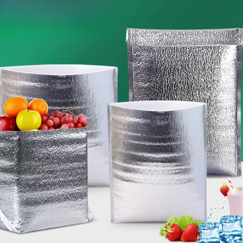 Aluminum Foil Cooler Bag Portable Food Thermal Packing Bag Insulation Folding Picnic Disposable Lunch Bento Packaging Tool thumbnail 3
